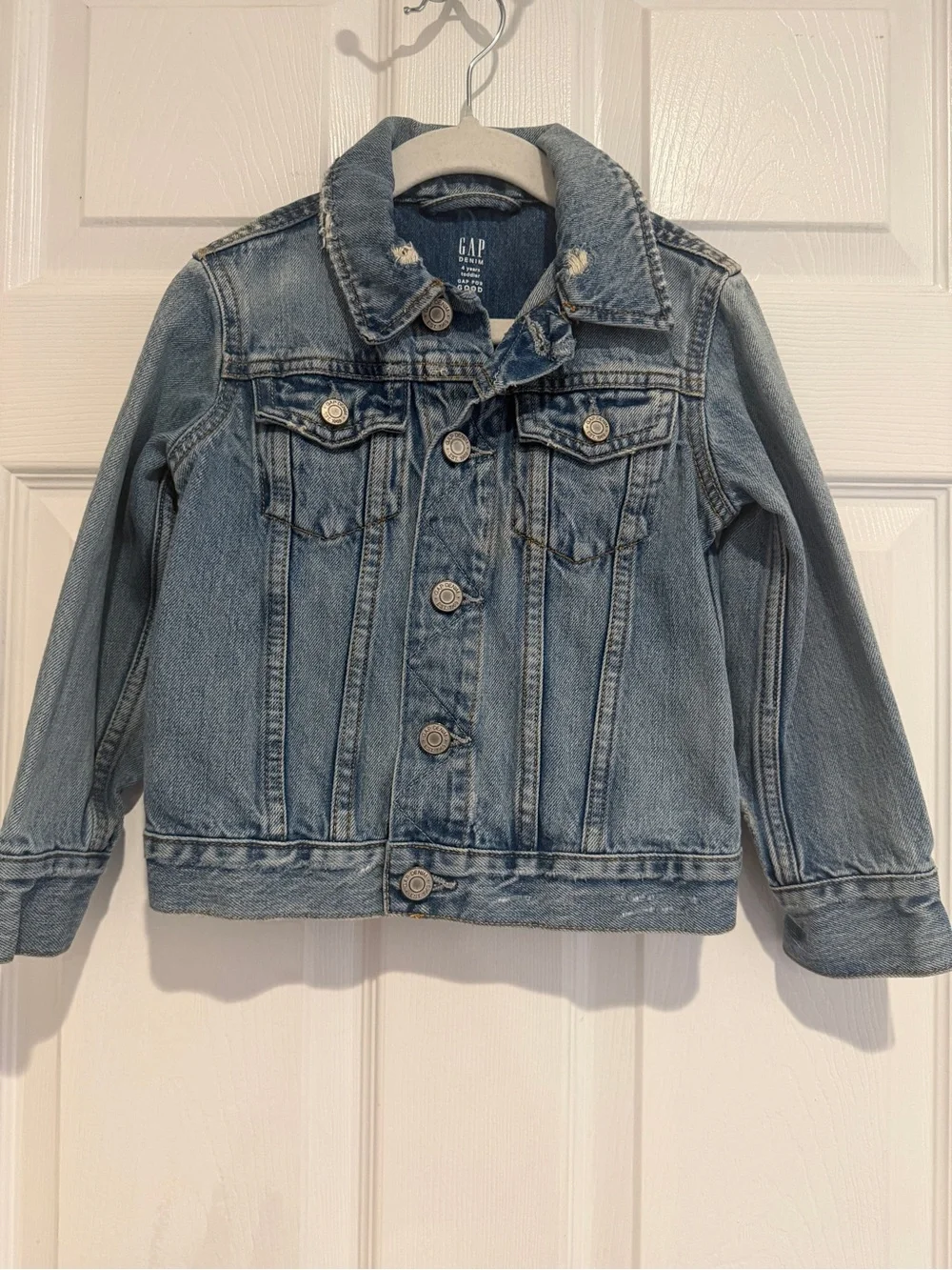GAP Boys 4T Denim Jacket Light Wash Distressed Trucker Jean Jacket
